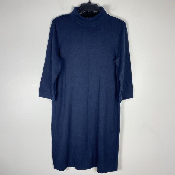 J. Jill sweater Dress Small Navy Blue Knit Turtleneck Minimalist - Picture 2 of 6